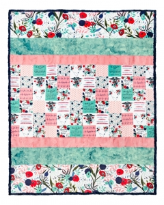 approx  28” by 41” Pattern Binding Appliqué MINKY QUILT KIT- Lullaby Cuddle® Kit Demo Day from Shannon Fabrics- Includes Top Backing